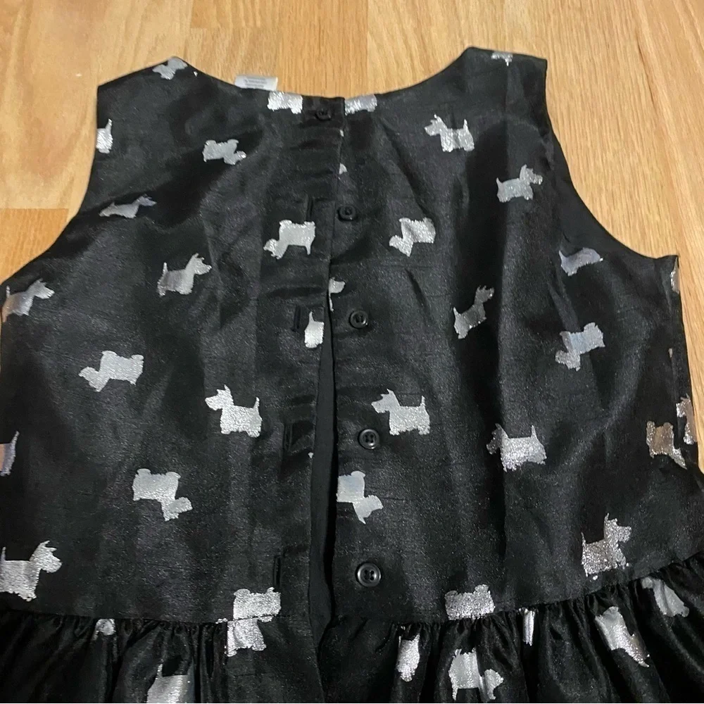 Gymboree Scottie Scottish Dog Dress Sz 10 Bow Black Silver Sleeveless